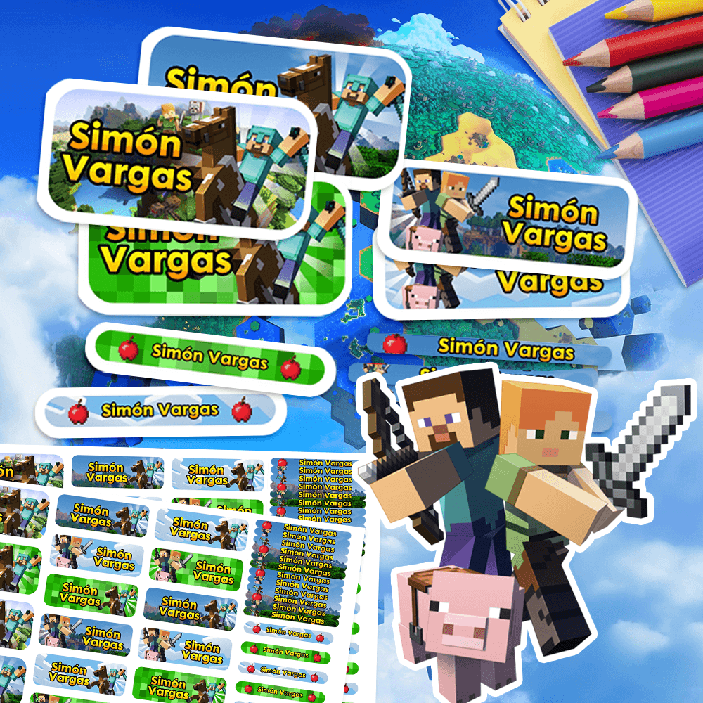 Etiquetas Escolares para Imprimir | Minecraft (Archivo Digital PDF)