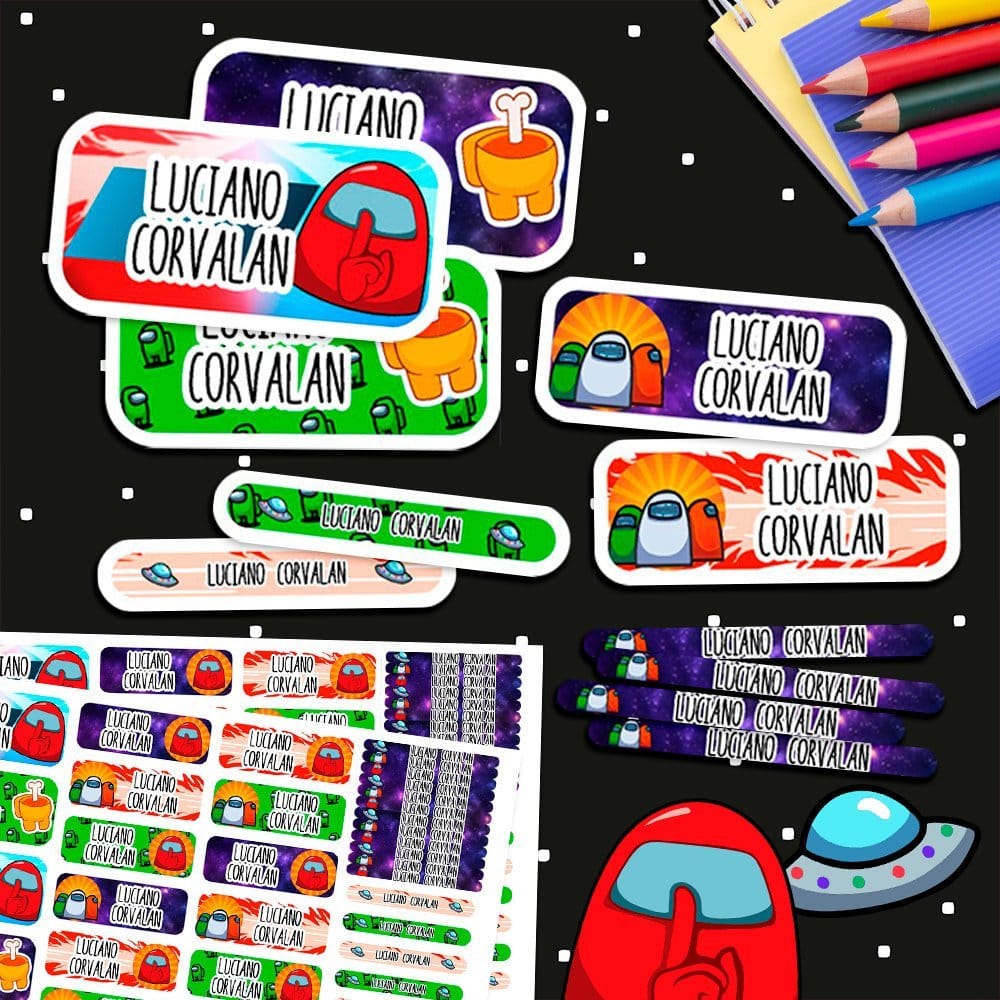 Etiquetas Escolares - Among Us