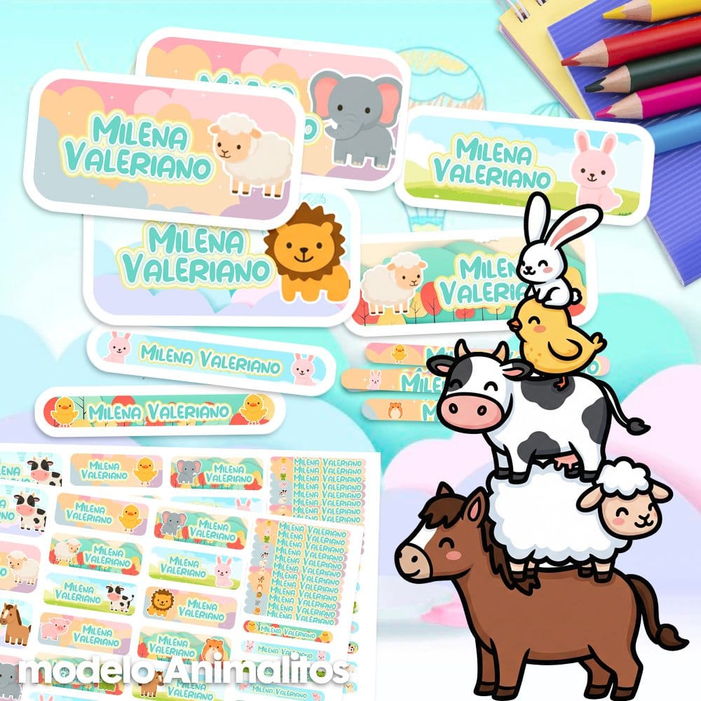 Etiquetas Escolares para Imprimir | Animalitos (Archivo Digital PDF)