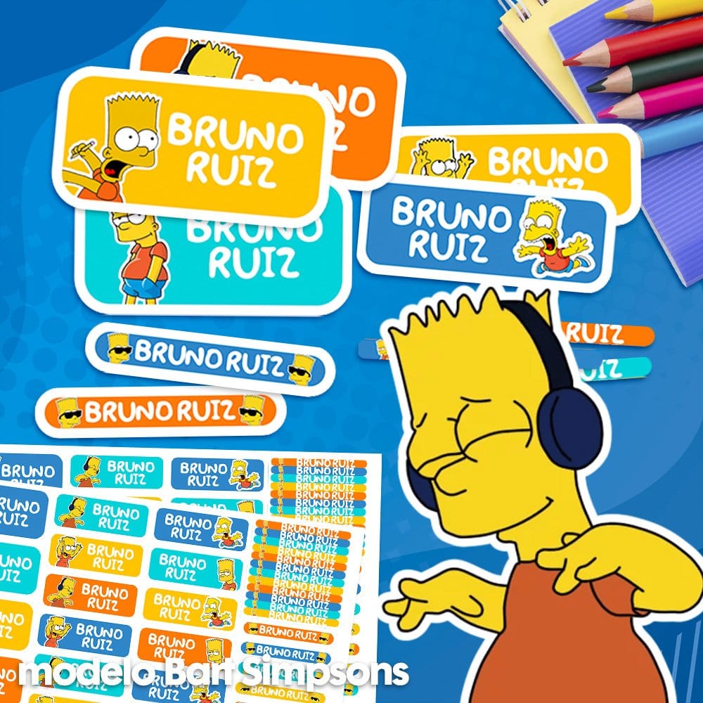 Etiquetas Escolares para Imprimir | Bart Simpsons (Archivo Digital PDF)