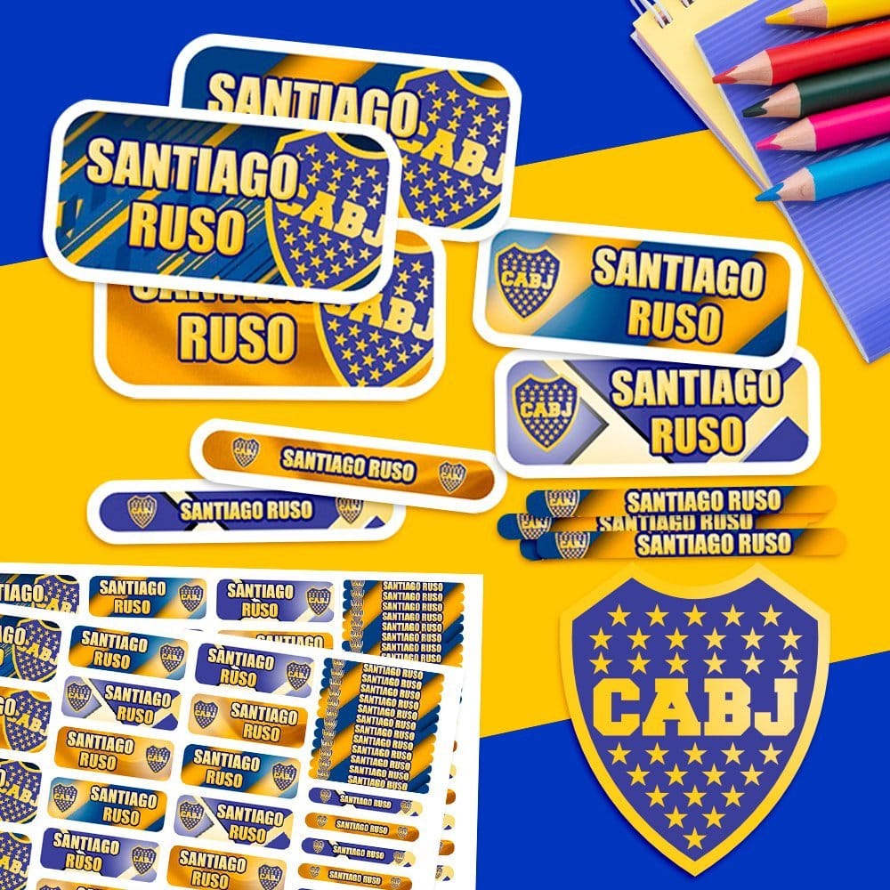 Etiquetas Escolares para Imprimir | Boca Juniors (Archivo Digital PDF)