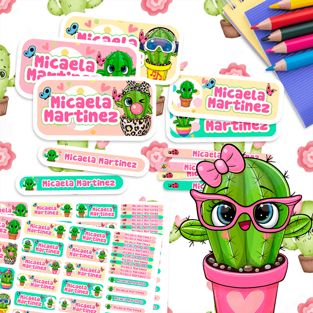 Etiquetas Escolares para Imprimir | Cactus (Archivo Digital PDF)