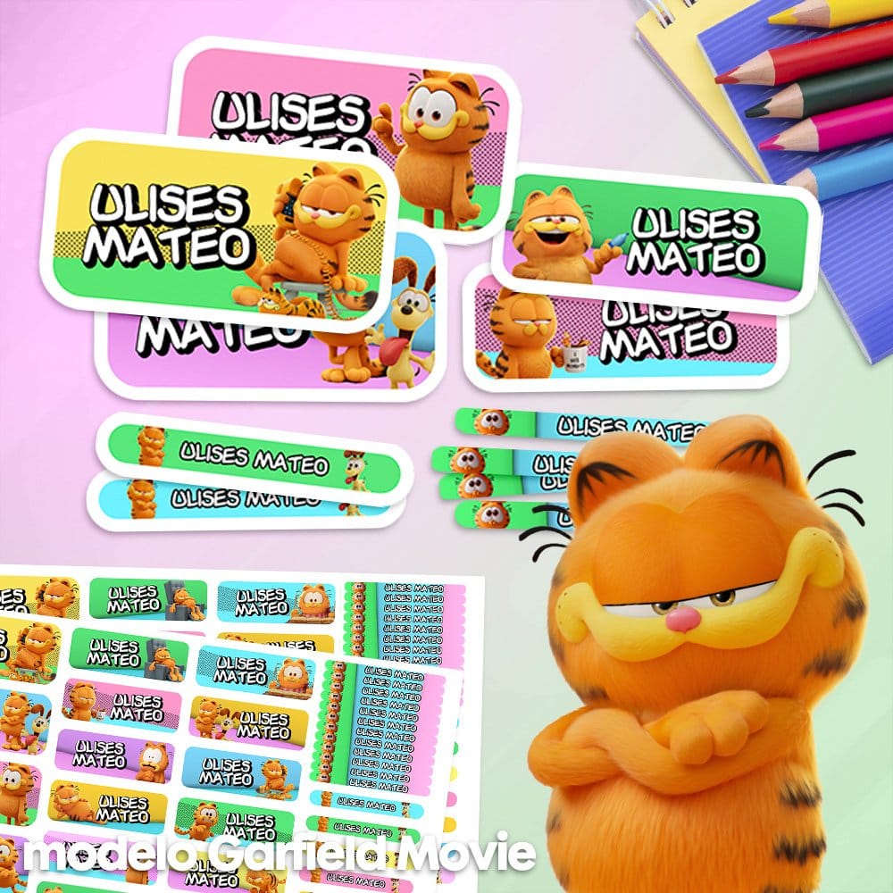Etiquetas Escolares para Imprimir | Garfield Movie (Archivo Digital PDF)
