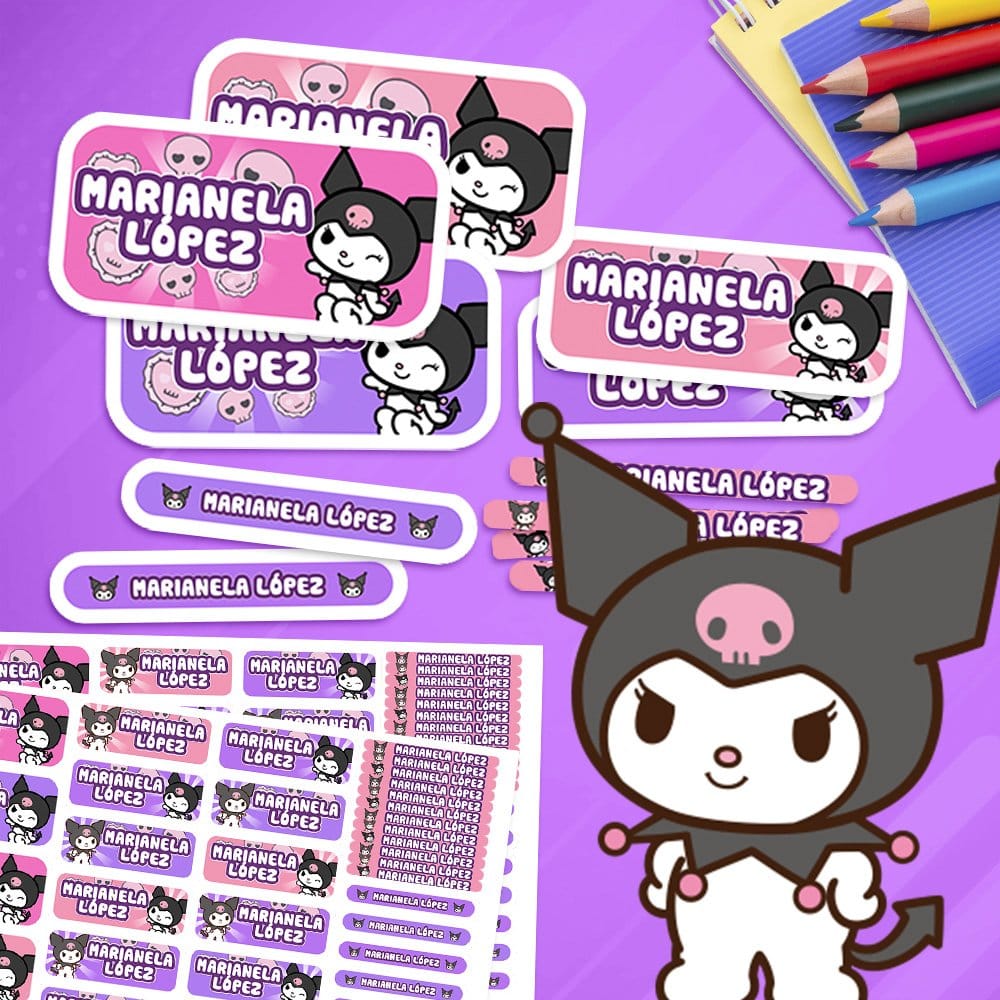 Etiquetas Escolares para Imprimir | Kuromi (Archivo Digital PDF)
