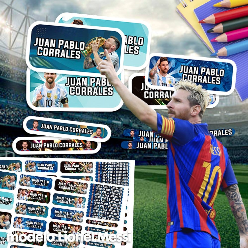 Etiquetas Escolares para Imprimir | Lionel Messi (Archivo Digital PDF)