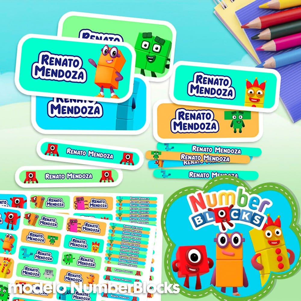 Etiquetas Escolares para Imprimir | NumberBlocks (Archivo Digital PDF)