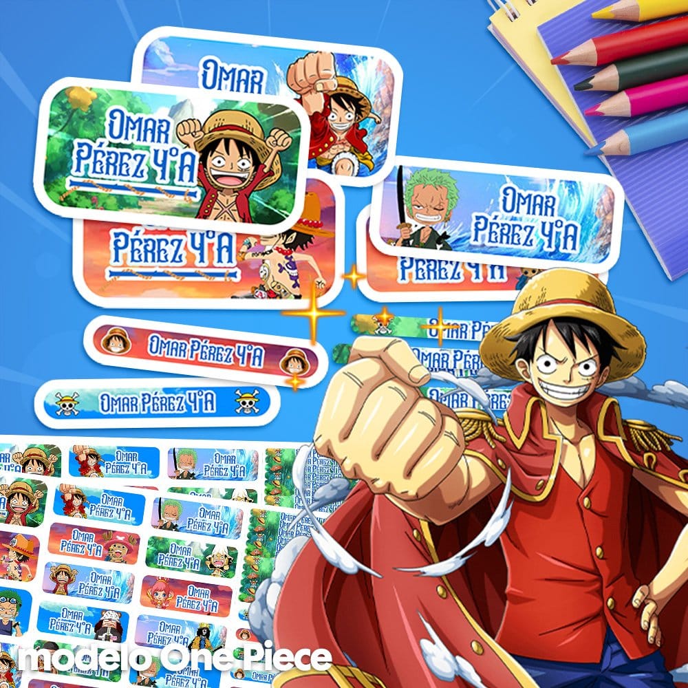 Etiquetas Escolares para Imprimir | One Piece (Archivo Digital PDF)