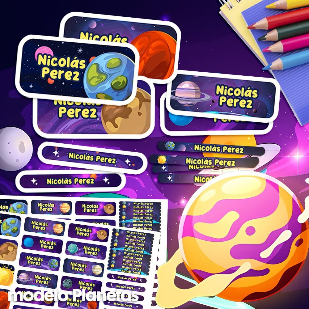 Etiquetas Escolares para Imprimir | Planetas (Archivo Digital PDF)