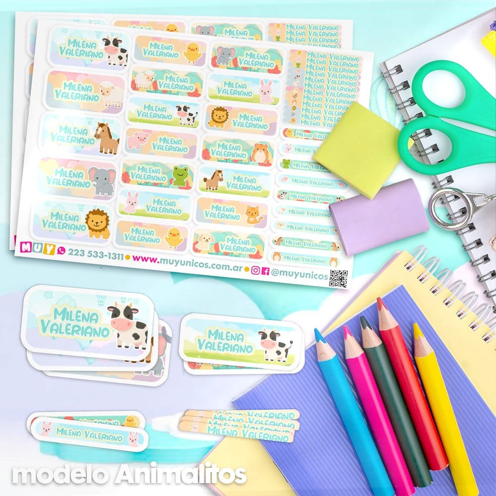 Etiquetas Escolares para Imprimir | Animalitos (Archivo Digital PDF) - Imagen 2