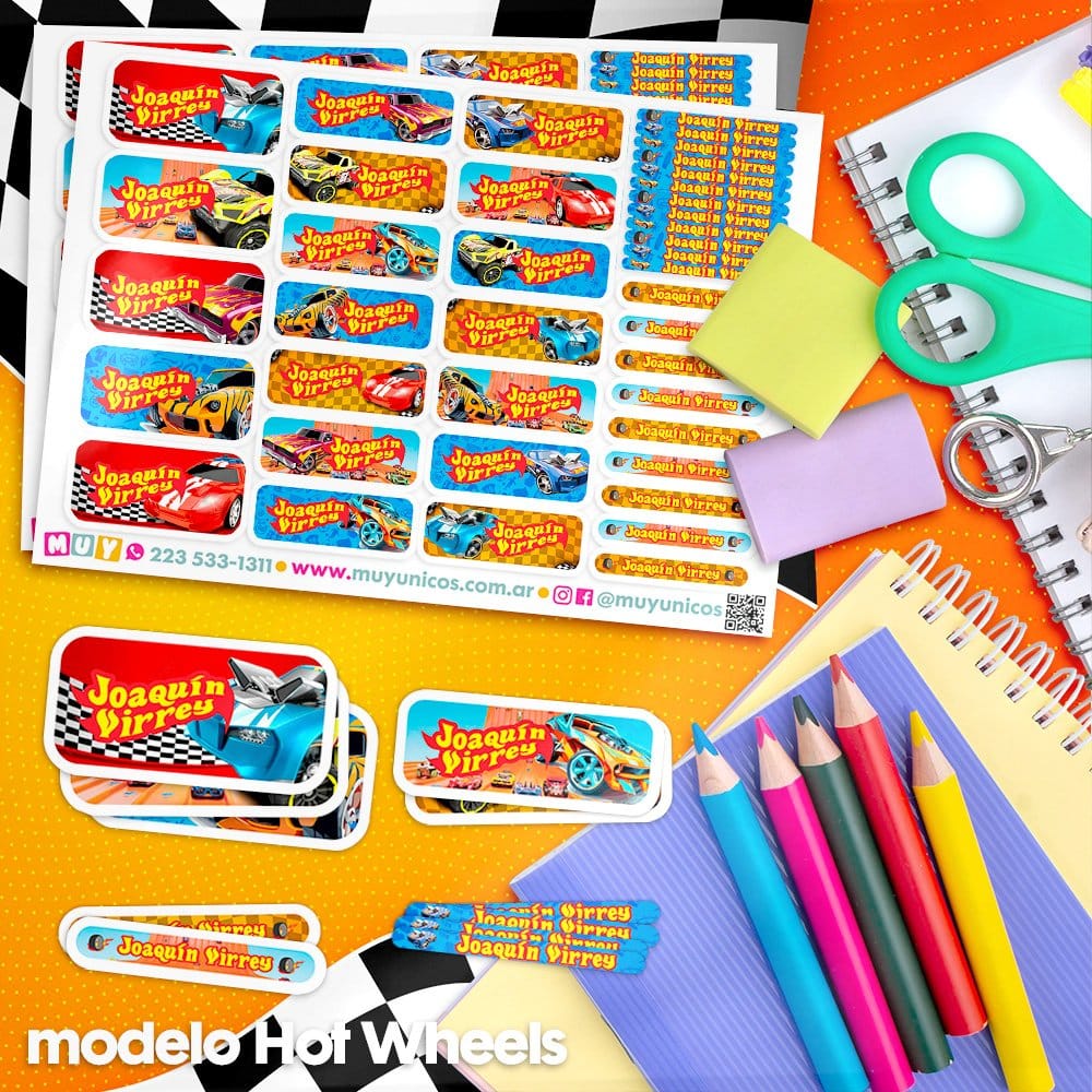 Etiquetas Escolares para Imprimir | Hot Wheels (Archivo Digital PDF) - Imagen 3