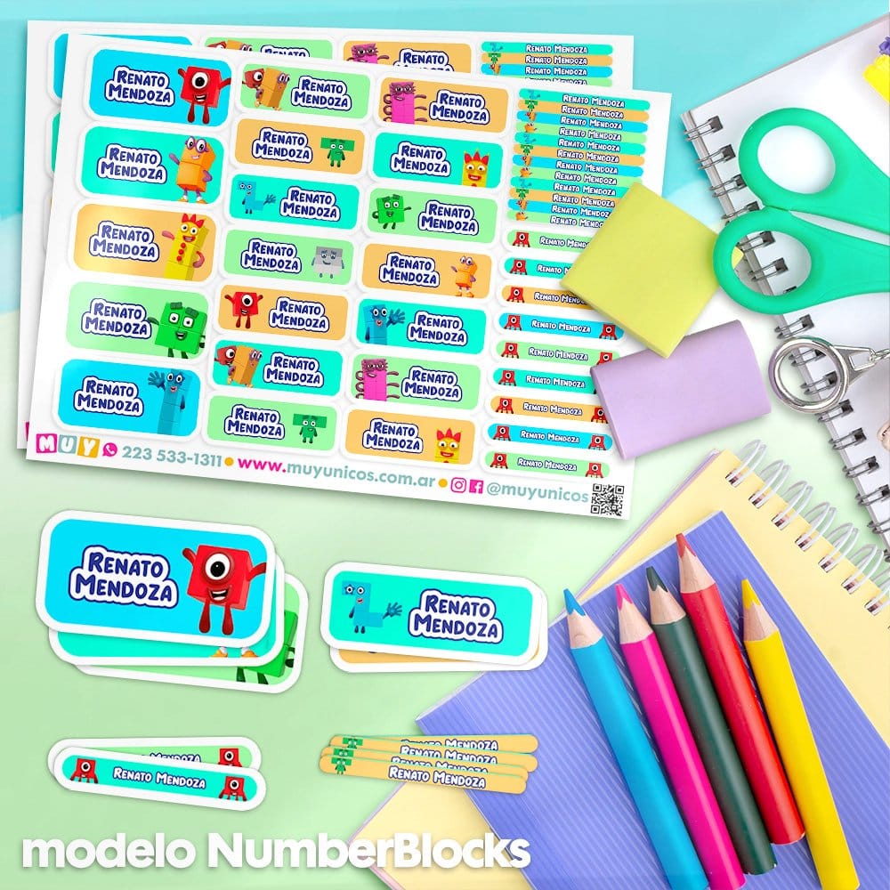 Etiquetas Escolares para Imprimir | NumberBlocks (Archivo Digital PDF) - Imagen 2
