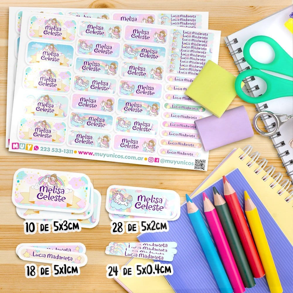Etiquetas Escolares - Princesa Unicornio - Imagen 3