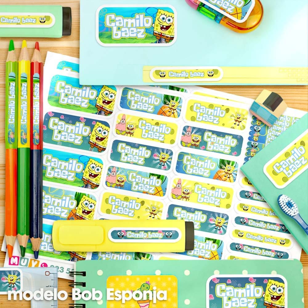 Etiquetas Escolares - Bob Esponja - Imagen 2