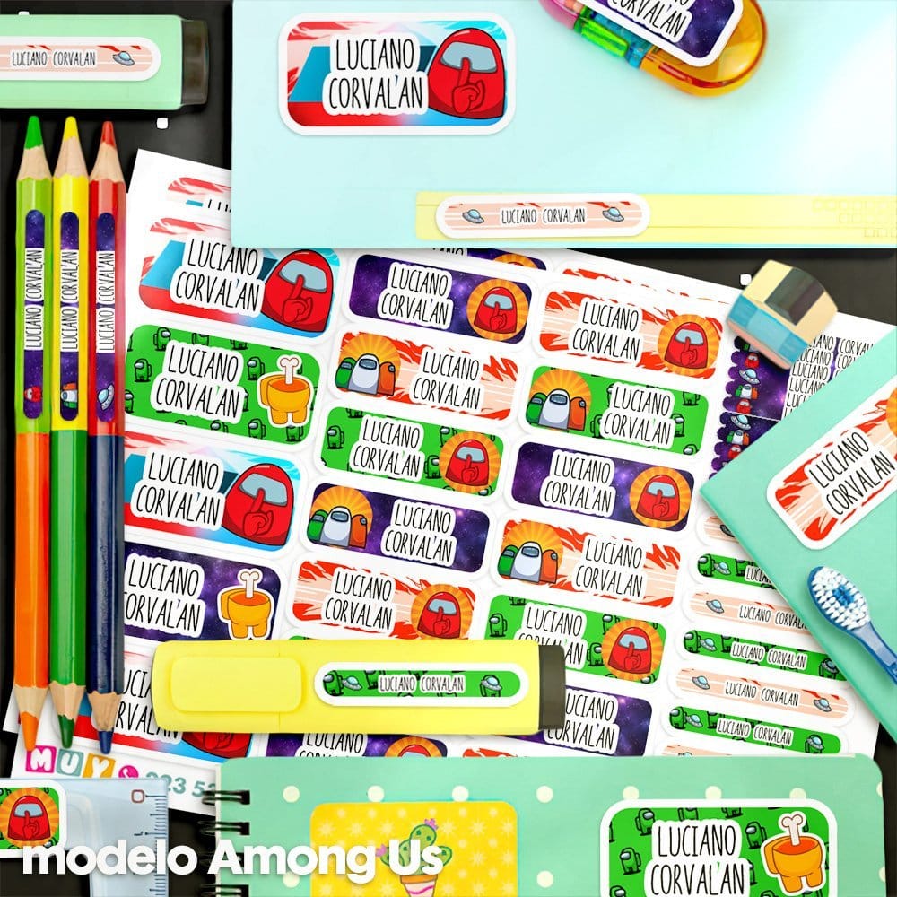 Etiquetas Escolares para Imprimir | Among Us (Archivo Digital PDF) - Imagen 2