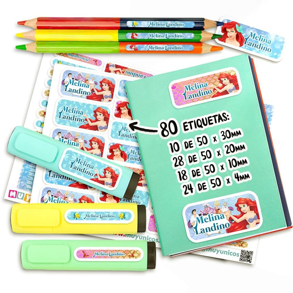 Etiquetas Escolares - La Sirenita - Imagen 3