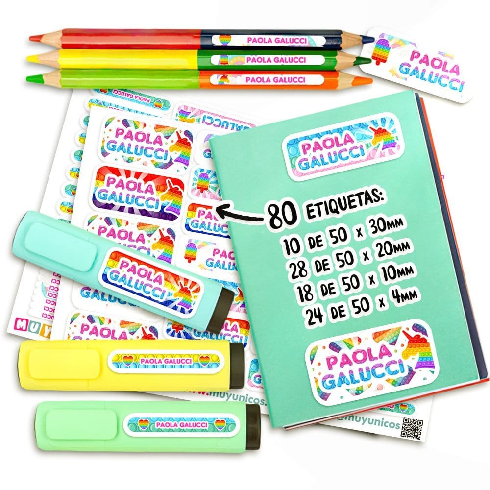 Etiquetas Escolares para Imprimir | Pop it (Archivo Digital PDF) - Imagen 2