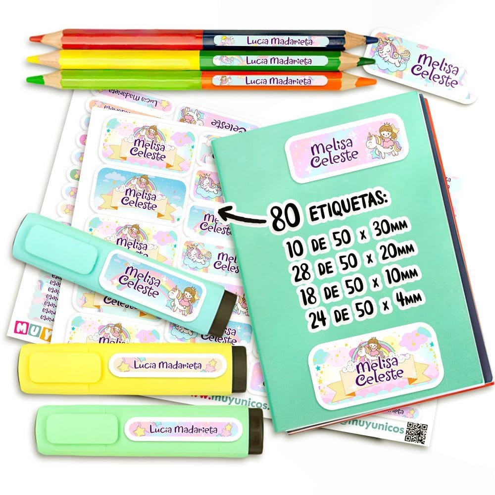 Etiquetas Escolares - Princesa Unicornio - Imagen 2